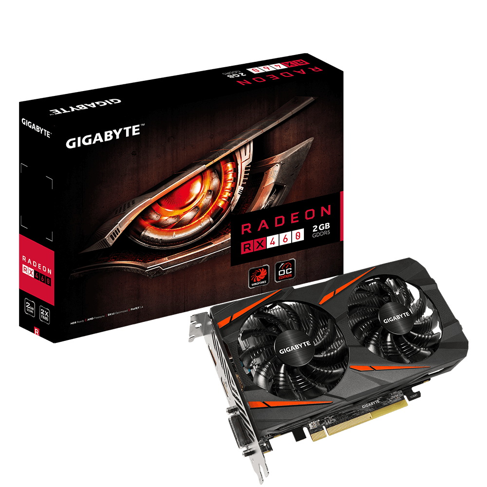 VGA Gigabyte Radeon™ RX460 WINDFORCE OC 2G (GV-RX460WF2OC-2GD)