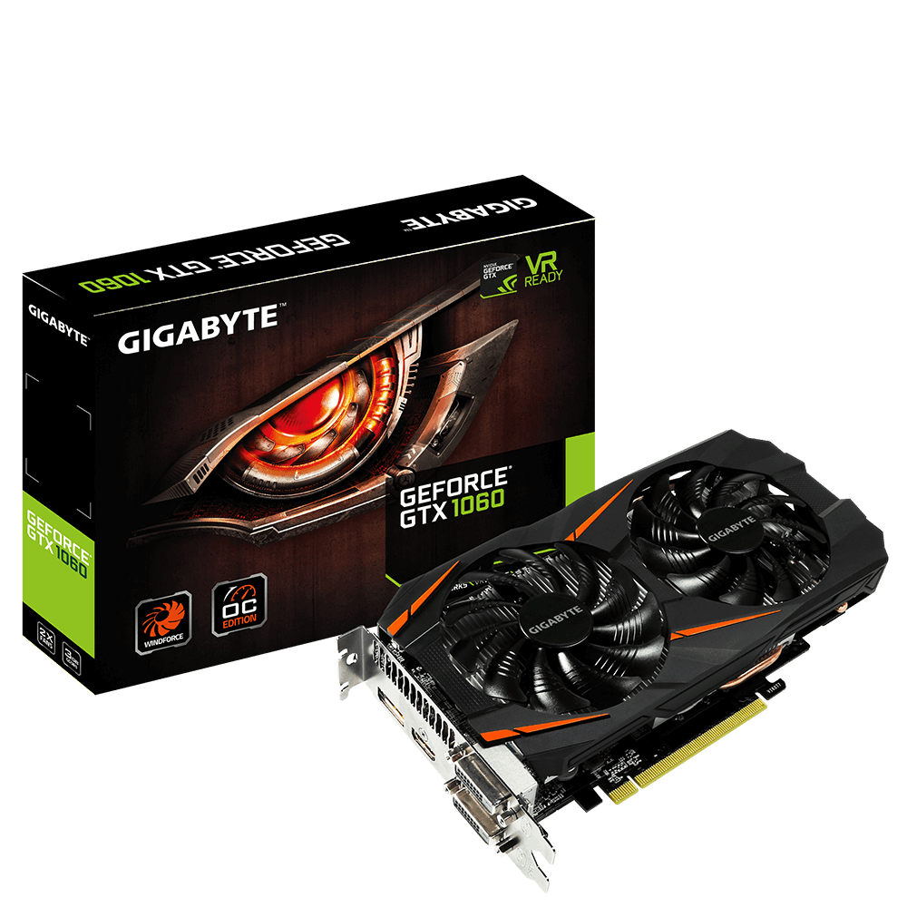 VGA GIGABYTE GTX 1060 WINDFORCE OC 3G (GV-N1060WF2OC-3GD)