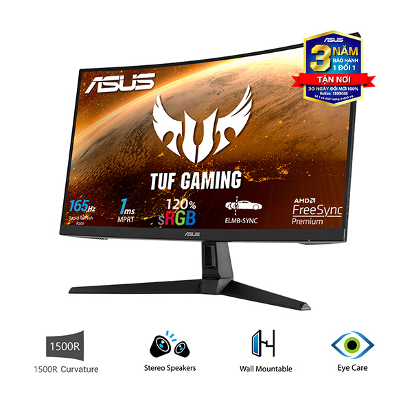 Màn hình Asus TUF Gaming VG27VH1B (27.0Inch/ Màn cong/ Full HD/ 1ms/ 165Hz/ VA/ Tích hợp Loa)